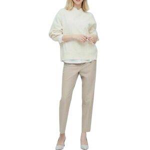 Uniqlo EZY Pull on Cream Herringbone Ankle Pants